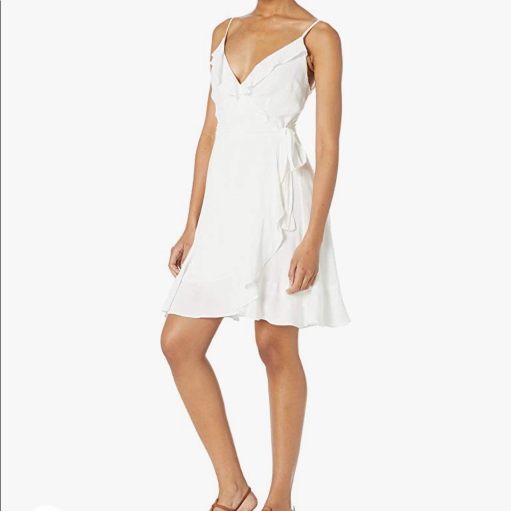 White Ruffled wrap dress